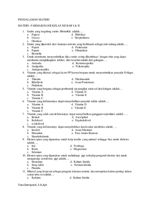 Soal Ujian Farmakologi Kunci Ujian