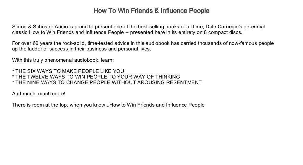 DOWNLOAD FREE How To Win Friends &amp; Influence People