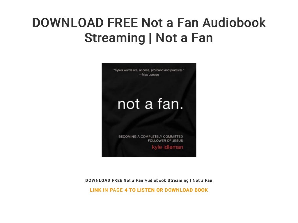 DOWNLOAD FREE Not a Fan Audiobook Streaming Not a Fan
