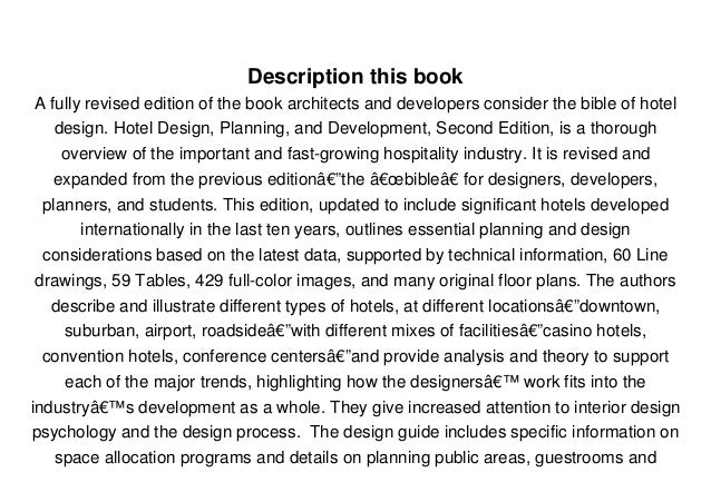 Download Hotel Design, Planning, and Development Second Edition PD\u2026