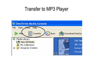 Transfer to MP3 Player 