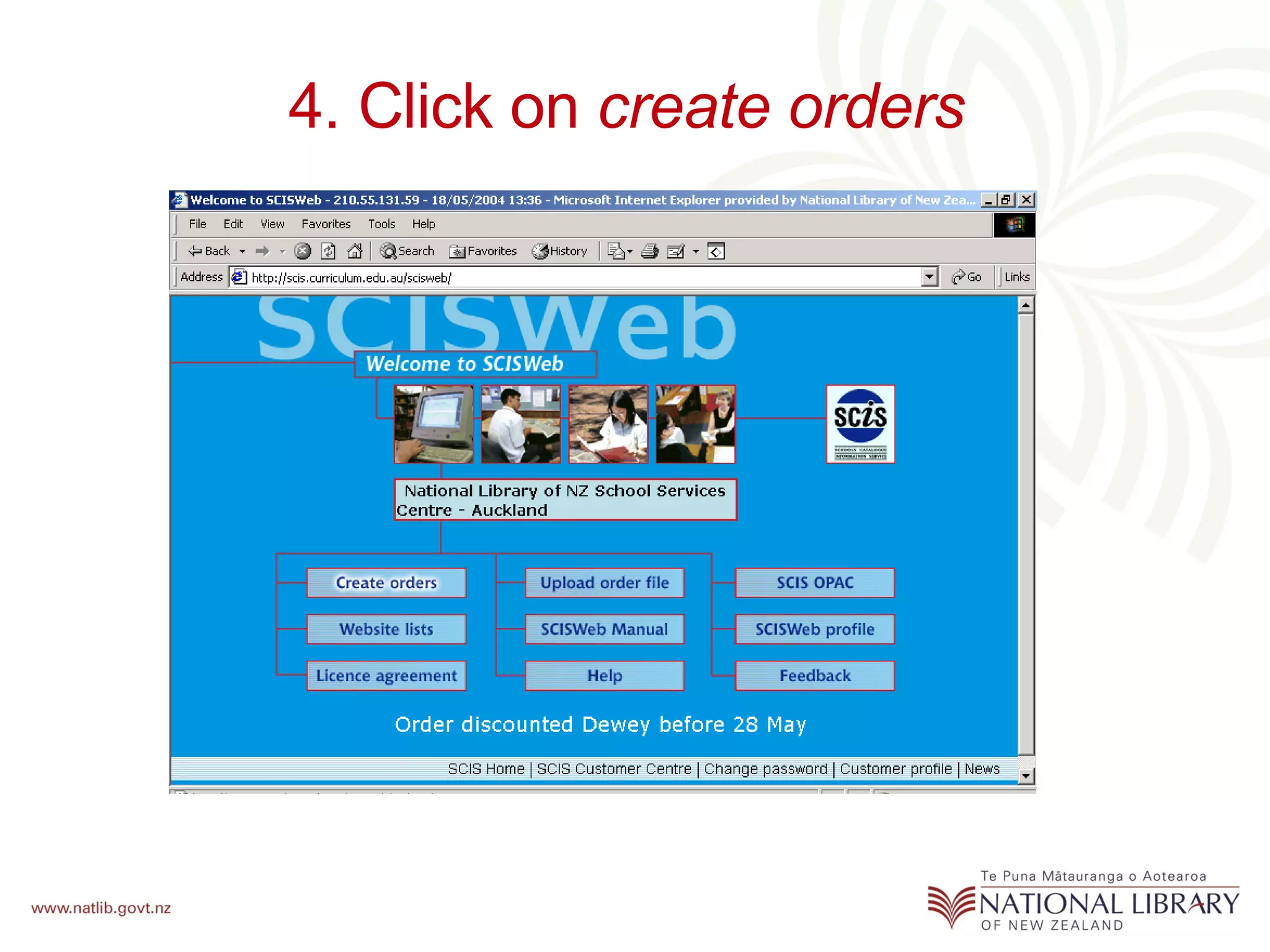 4. Click on  create orders   