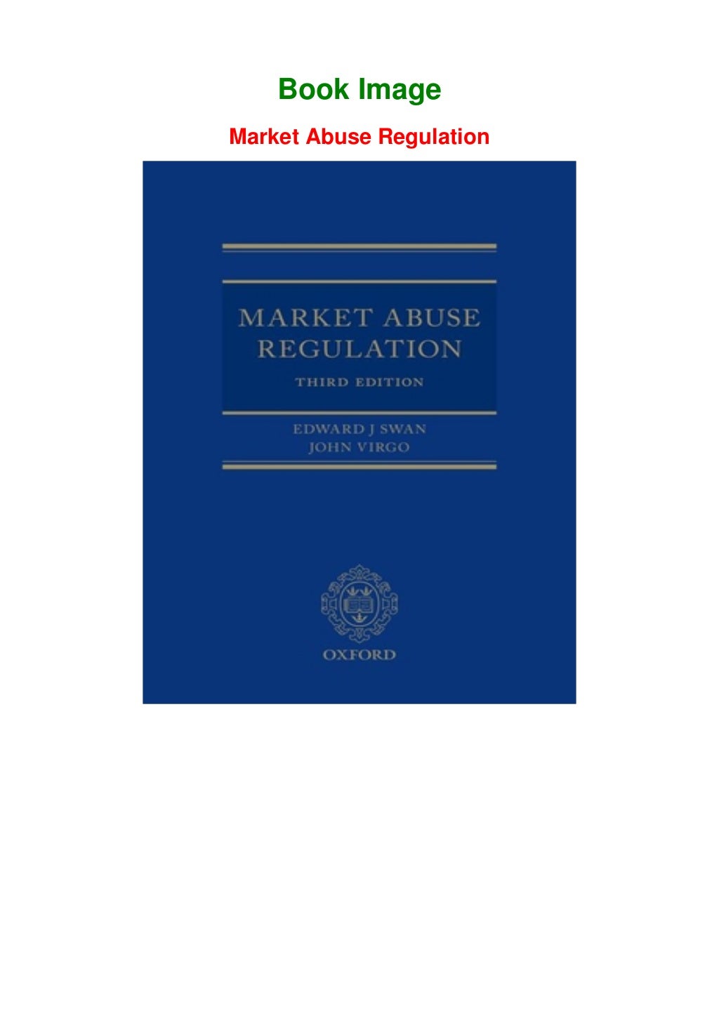 [DOWNLOAD IN !PDF Market Abuse Regulation *BOOK]