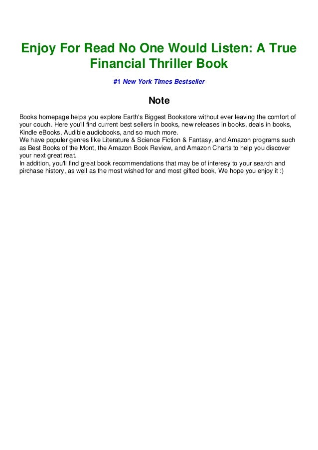 No One Would Listen PDF Free Download No One Would Listen PDF Free Download