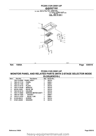 PC200-3 KOMATSU HYDRAULIC EXCVATOR PARTS MANUAL SN 20001-UP | PDF