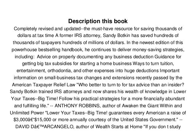 Download Lower Your Taxes Big Time 2015 Edition Wealth