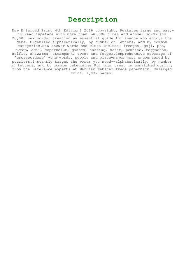 Download Merriam Webster S Crossword Puzzle Dictionary 4th Ed En
