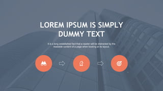 It is a long established fact that a reader will be distracted by the
readable content of a page when looking at its layout.
LOREM IPSUM IS SIMPLY
DUMMY TEXT
 