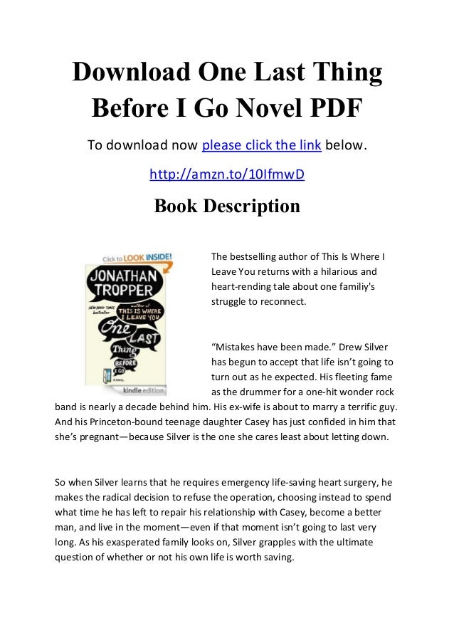 Download One Last Thing Before I Go Novel Pdf Download One Last Thing Before I Go Novel Pdf