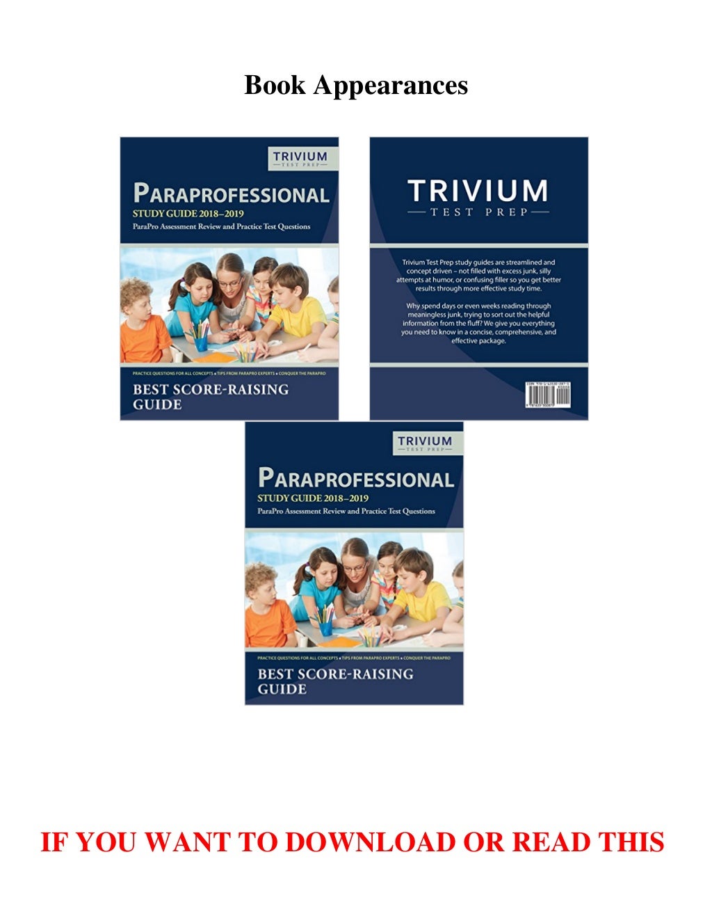 DOWNLOAD Paraprofessional Study Guide 20182019 ParaPro Assessment