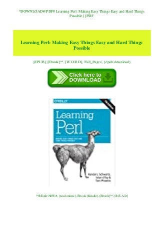 ^DOWNLOAD@PDF# Learning Perl: Making Easy Things Easy and Hard Things
Possible [] PDF
Learning Perl: Making Easy Things Easy and Hard Things
Possible
[EPUB], [Ebook]^^, [W.O.R.D], 'Full_Pages', {epub download}
!^READ N0W#, {read online}, Ebook [Kindle], [Ebook]^^, [R.E.A.D]
 