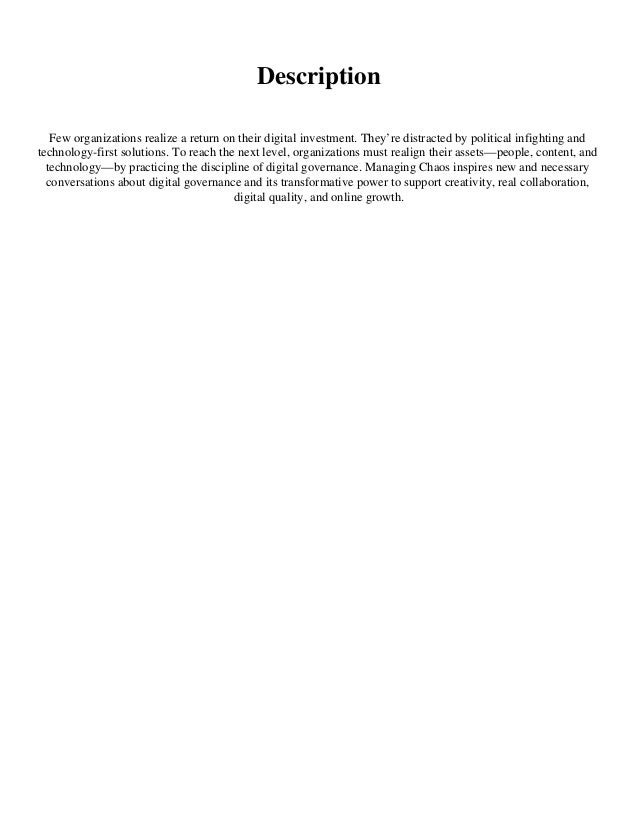 Managing Chaos Digital Governance By Design English Edition 