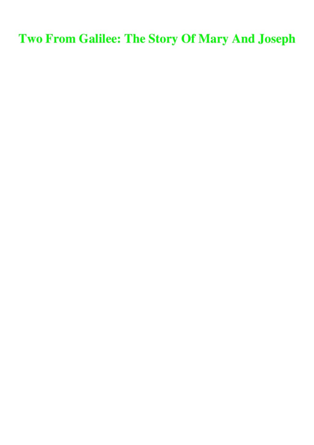 Download [PDF] Two From Galilee The Story Of Mary And Joseph Pdf