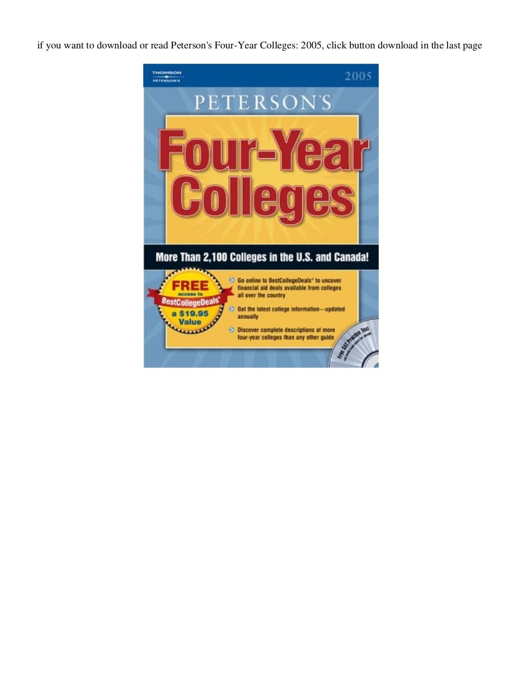 DOWNLOAD Peterson's FourYear Colleges 2005