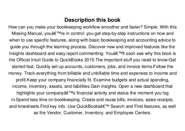 Download QuickBooks 2015: The Missing Manual: The Official Intuit Gui…