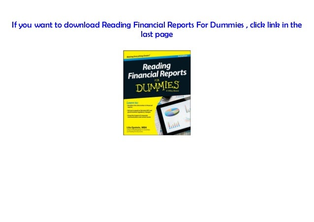 PDF Download Free Ifrs For Dummies | Library E-Books reading financial reports for dummies pdf free download