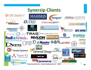 www.synerzip.com © 2010, SmoothApps. All rights reserved.
No part of this presentation can be shared or reproduced without the written permission of SmoothApps.
35
35© www.synerzip.com / www.threebeacons.com 2009
Synerzip Clients
 