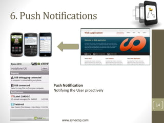 www.synerzip.com
14
6. Push Notifications
Push Notification
Notifying the User proactively
 