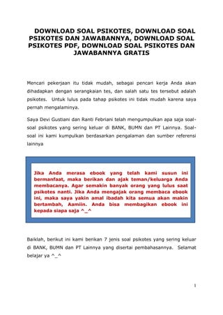 Download soal psikotes dan jawabannya