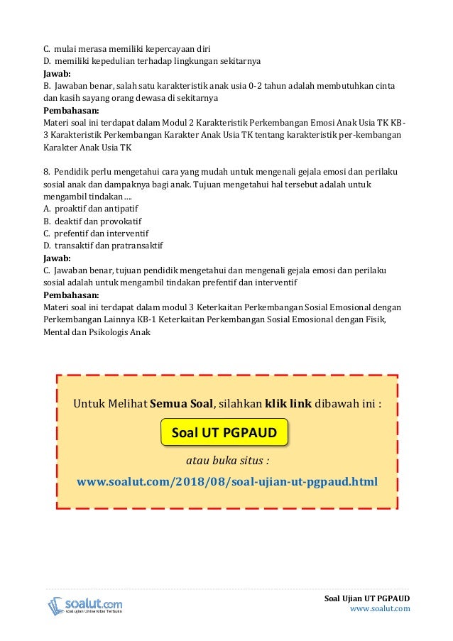 Download Soal Ujian Ut Pgpaud Paud4103 Metode Pengembangan Sosial Emo