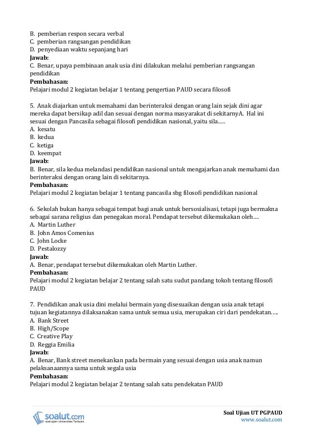 Download Soal Ujian Ut Pgpaud Paud4409 Kurikulum Paud