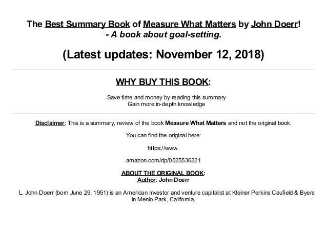 Pdf Summary Measure What Matters By John Doerr How Google Bono