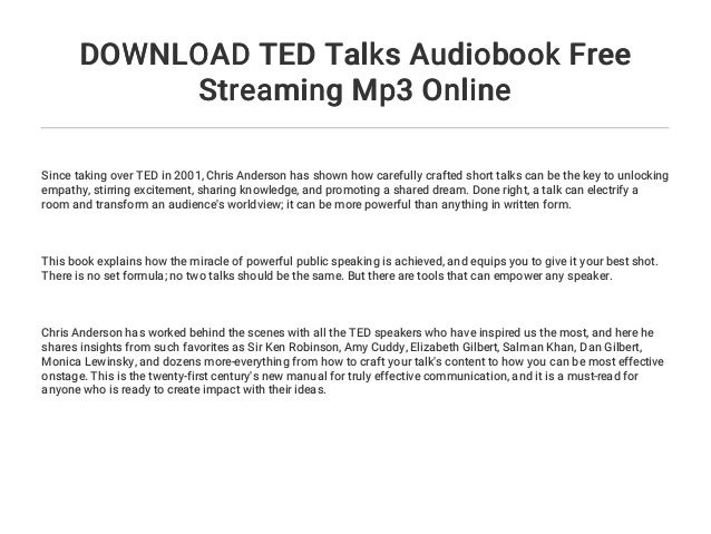 Download Ted Talks Audiobook Free Streaming Mp3 Online