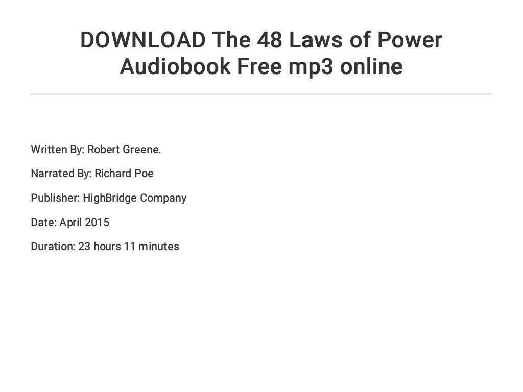 download the 48 laws of power audiobook free