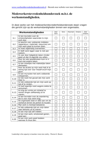 Medewerkerstevredenheidsonderzoek Vragenlijst