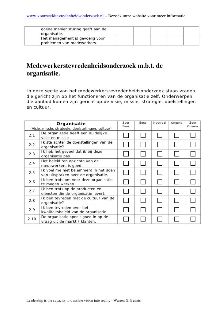 Medewerkerstevredenheidsonderzoek Vragenlijst