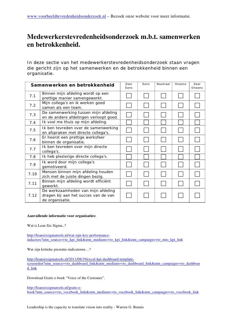 Medewerkerstevredenheidsonderzoek Vragenlijst