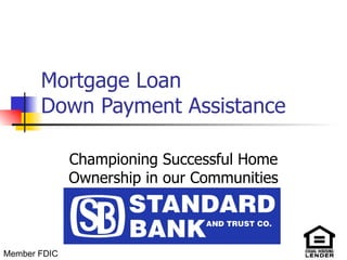 Mortgage Loan Down Payment Assistance  Championing Successful Home Ownership in our Communities Member FDIC 