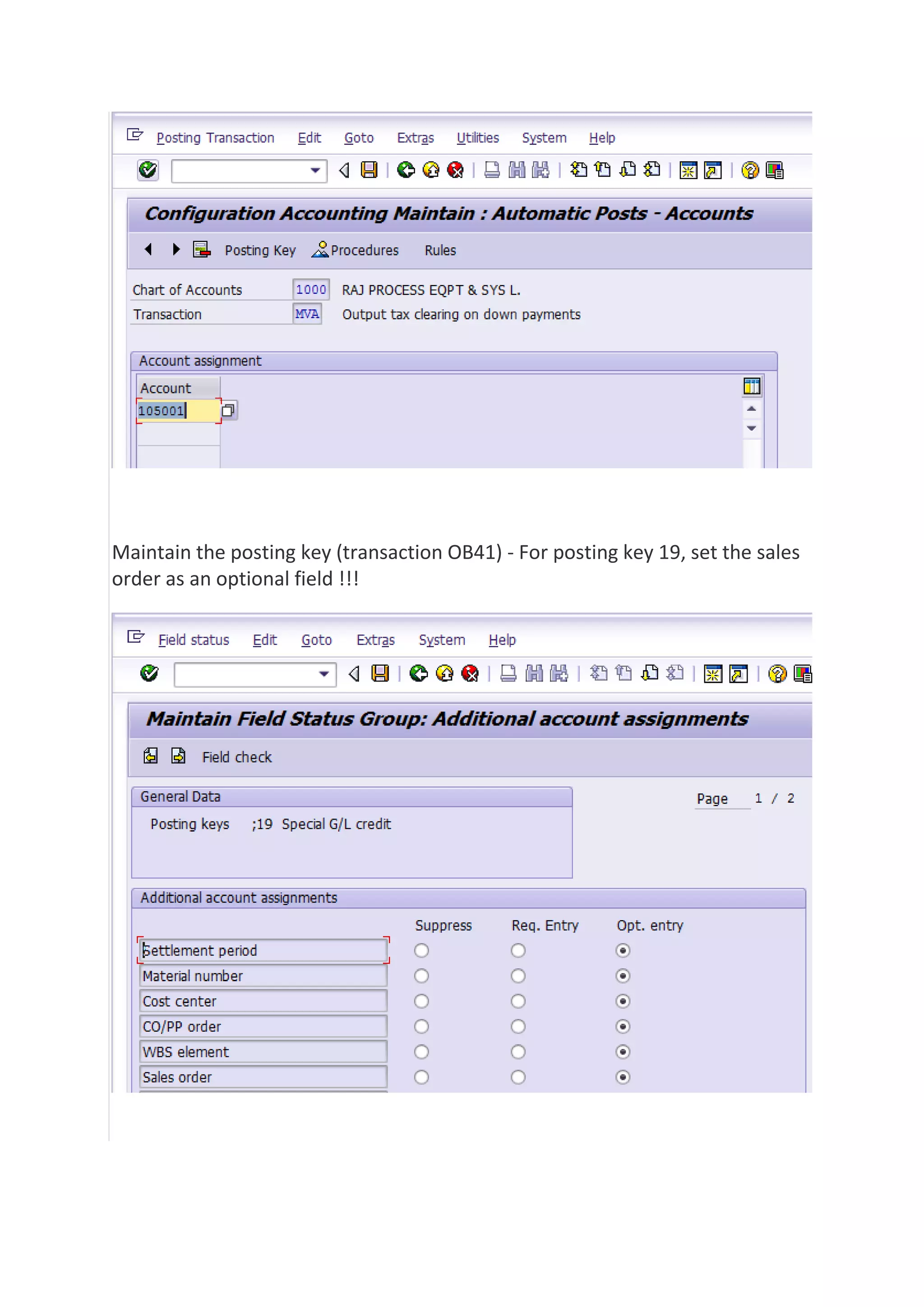 Maintain the posting key (transaction OB41) - For posting key 19, set the sales
order as an optional field !!!

 