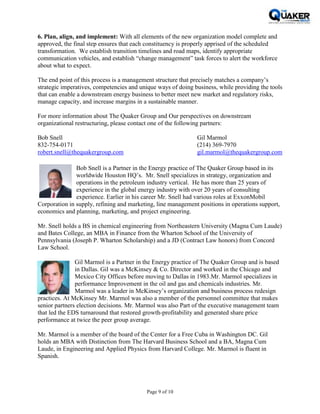 Downstream org structure.refining ind