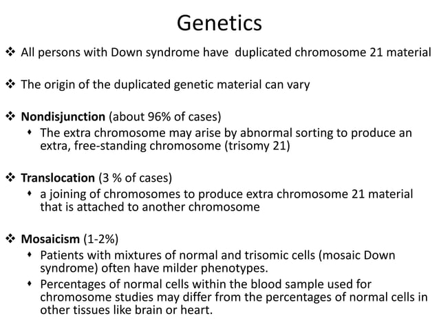 Down syndrome and other chromosomal syndromes | PPT