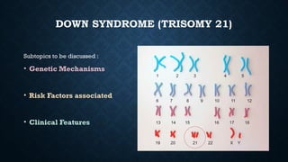 T21 Features Down Syndrome (Trisomy 21) genetic basis.pptx