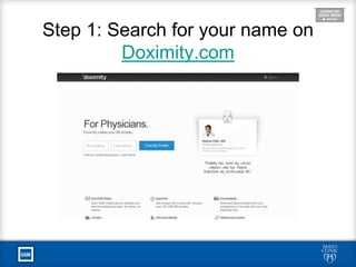 12 Steps to Claiming and Completing Your Doximity Profile | PPT