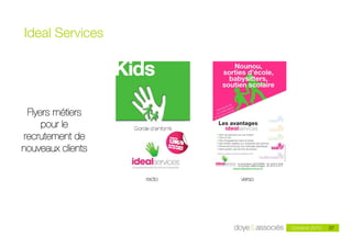Ideal Services




 Flyers métiers
     pour le
recrutement de
nouveaux clients

                   recto                            verso




                                                                     37
                                                            Octobre 2010   37
                       Doye & Associés - mai 2010
 