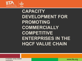 A member of the CGIAR www.iita.org
CAPACITY
DEVELOPMENT FOR
PROMOTING
COMMERCIALLY
COMPETITIVE
ENTERPRISES IN THE
HQCF VALUE CHAIN
 