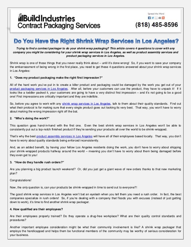 Do you have the right shrink wrap services in los angeles