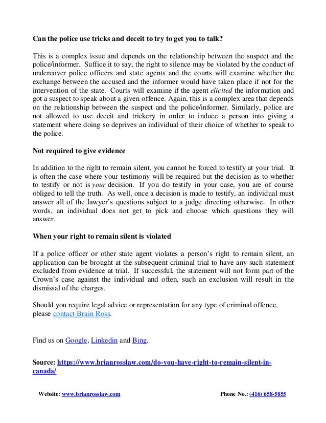 Do You Have the Right to Remain Silent in Canada PDF