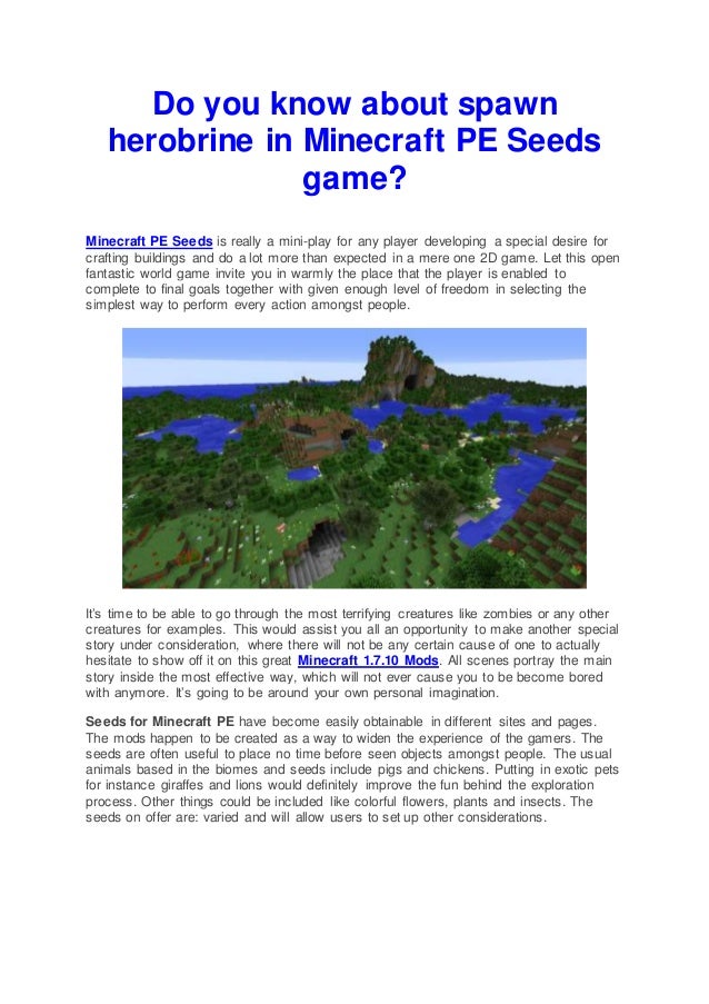 Do You Know About Spawn Herobrine In Minecraft Pe Seeds Game