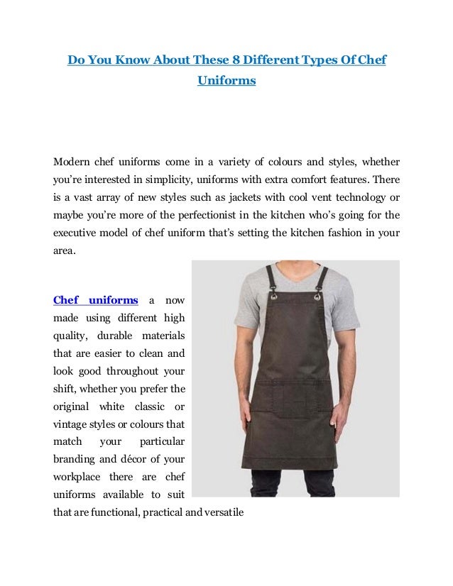 Do you know about these 8 different types of chef uniforms