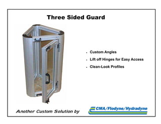 Another Custom Solution by
 Custom Angles
 Lift off Hinges for Easy Access
 Clean-Look Profiles
Three Sided Guard
 