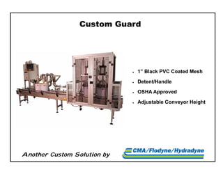 Another Custom Solution by
 1” Black PVC Coated Mesh
 Detent/Handle
 OSHA Approved
 Adjustable Conveyor Height
Custom Guard
 