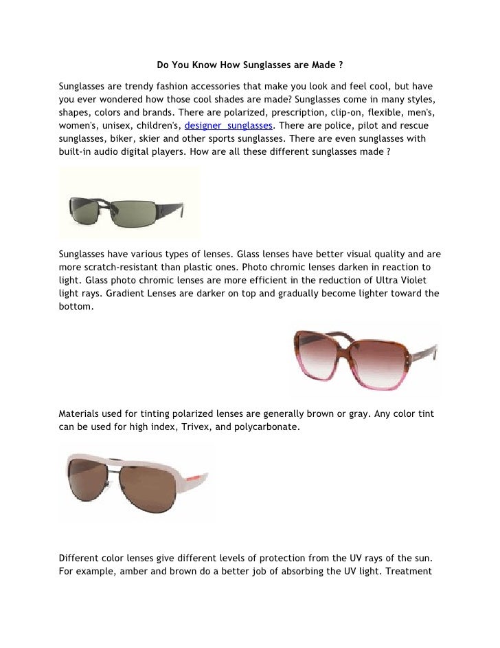 Do You Know How Sunglasses Are Made