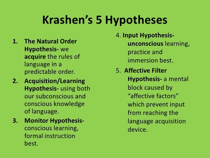 krashen 5 hypothesis of language acquisition
