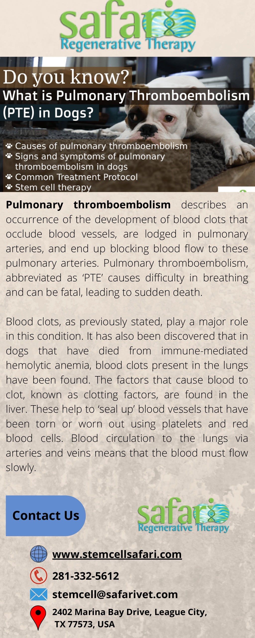 Do you know what is pulmonary thromboembolism (pte) in dogs