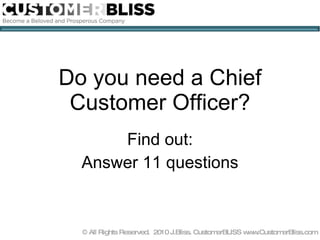 Do you need a Chief Customer Officer? Find out: Answer 11 questions 