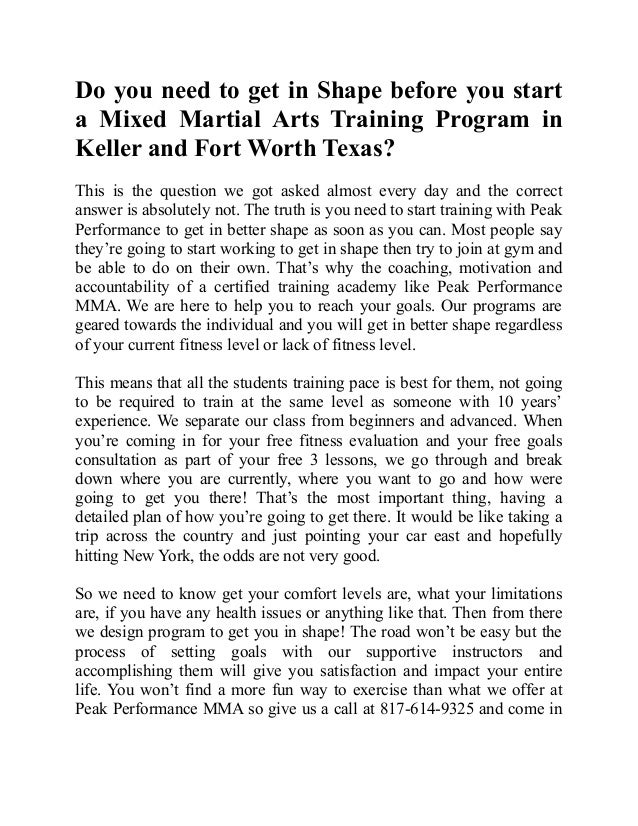 Do you need to get in Shape before you start a Mixed Martial Arts Tra…
